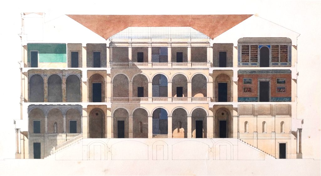 Coupe du projet de la façade côté cour